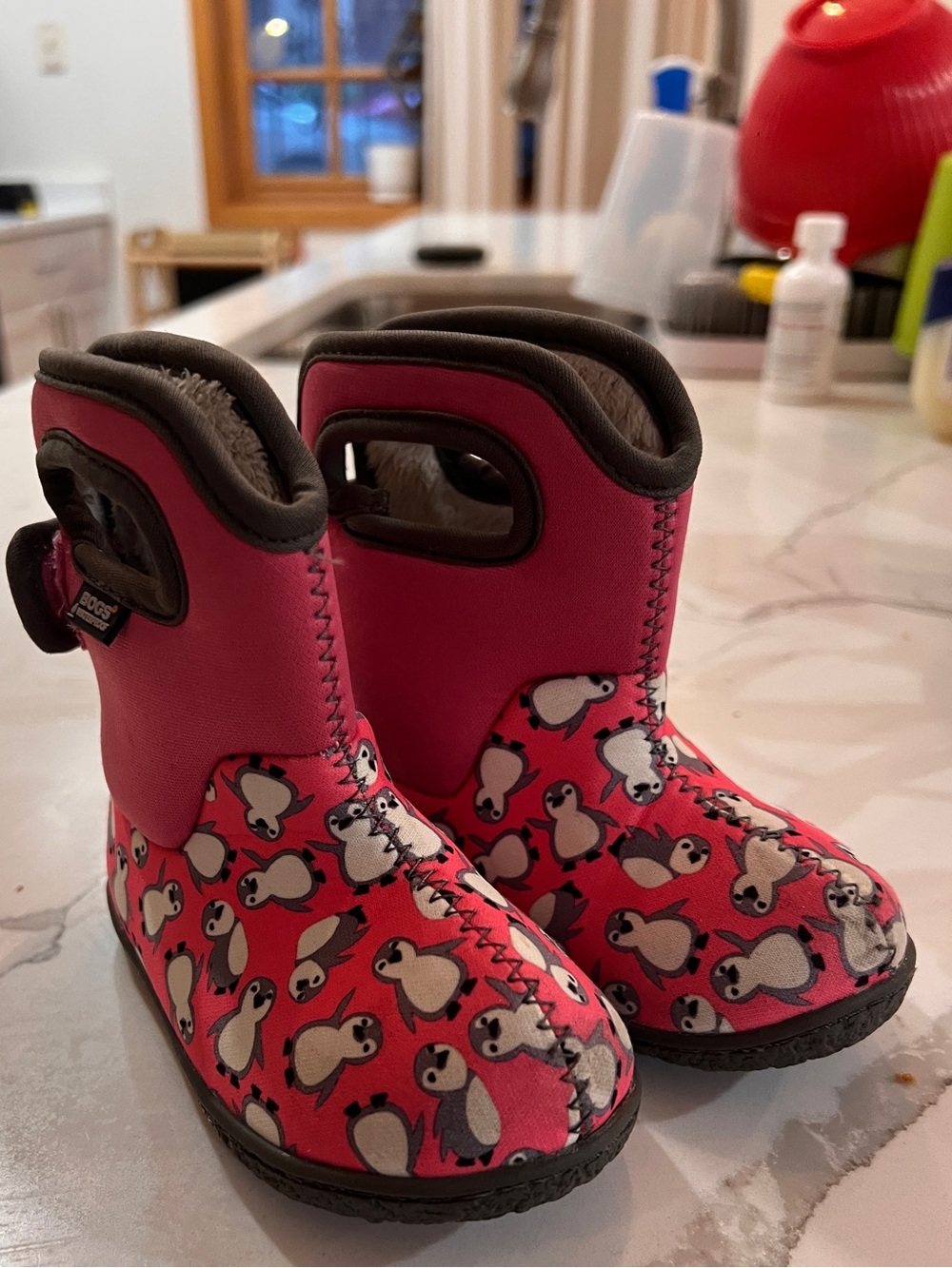 Bogs Pink Penguin Kids Rain & Snow Boots